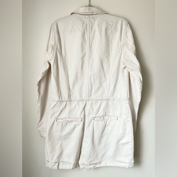 Free People Jumpsuit Women’s Large White Cotton Linen Blend Elaine Short Romper - Picture 3 of 9